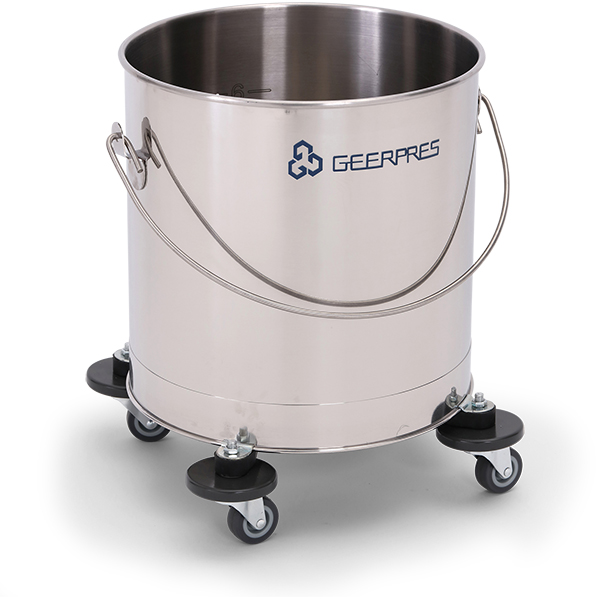 Mop Buckets; 304 Stainless Steel, 8 Gallon, Round, 2 Casters, GR-2221